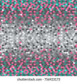 Abstract seamless tile pixel art vector pattern. Mosaic bright multi colored vector background. Graphic style for  background, banners. Concept of a way out of depression