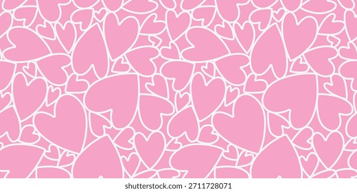 abstract seamless trendy pattern with abstract heart, line. pink, girly background. simple, repeating background, natural element. for print, paper, banner. vector art illustration.
