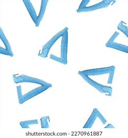 Resumen del patrón triangular sin fisuras. Repite la impresión de acuarela con elementos geométricos. Colores de agua Colores geométricos interminables de color azul y blanco