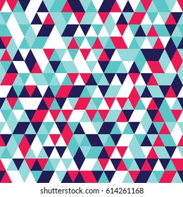 Abstract seamless triangle vector pattern, texture. Colorful modern geometric mosaic wallpaper background.