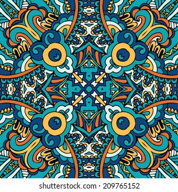 Abstract seamless tribal colorful vector background