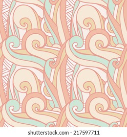 Abstract seamless tribal wavy pattern. Vector background