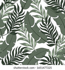 Abstract seamless tropical pattern with colorful plants and leaves on a pastel background. Summer colorful hawaiian seamless pattern with tropical plants. 
Colorful stylish floral.