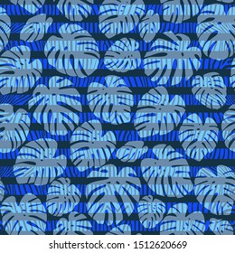 Abstract seamless tropical pattern, vector monstera leaves wallpaper, modern textile print