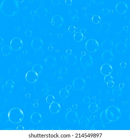 Abstract seamless underwater background with transparent bubbles