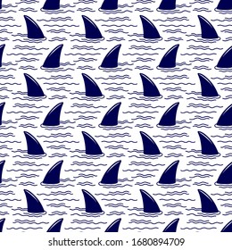 Abstract seamless underwater pattern for girls, boys, clothes. Creative background with sharks. Funny wallpaper for textile and fabric. Fashion style. Colorful bright.