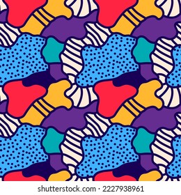 Abstract seamless unique colorful pattern with wave shapes