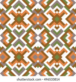 Abstract seamless universal orange pattern for design. Vector geometric background of triangles and squares. Texture for wallpaper, textile, clown, carpeting, warp, book cover, clothes 