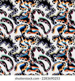 Abstract seamless unusual artwork with wave patterns