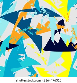 Abstract seamless urban geometry pattern with chaotic curved elements