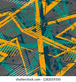 Abstract seamless urban grunge pattern. Grungy geometric repeated backdrop for boy, sport textile clothes, wrapping paper.