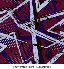 Abstract seamless urban grunge pattern. Grungy geometric repeated backdrop for boy, sport textile clothes, wrapping paper.