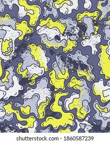 Abstract seamless urban pattern with wave hand draw shapes