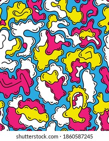 Abstract seamless urban pattern with wave hand draw shapes