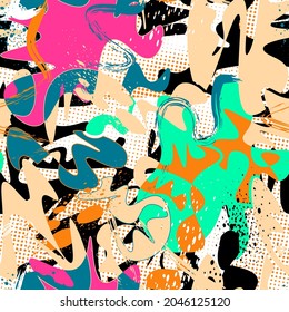 Abstract seamless urban pattern with wave shapes