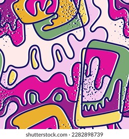 Abstract seamless urban pattern with wave colorful shapes