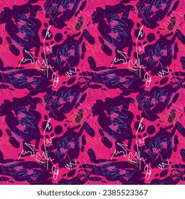 Abstract seamless urban vector pattern with wave lines and spots