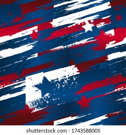 Abstract seamless USA colors grunge pattern. American flag repeats print.