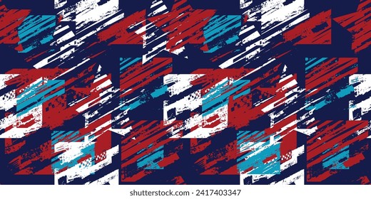 Abstract seamless USA colors grunge pattern. American flag repeats print.