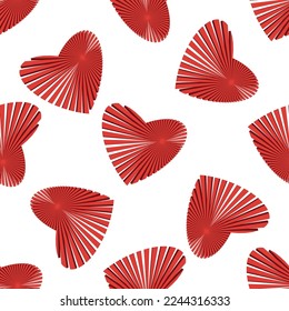 Abstract seamless valentine pattern with red hearts on a transparent background