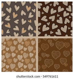 Abstract Seamless Valentine's Cute Pattern With Hearts. Vintage