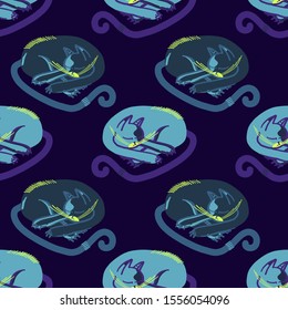 Abstract seamless vector animal pattern for girls, boys, clothes. Creative background with Cats, Funny wallpaper for textile and fabric. Fashion style. Colorful bright.