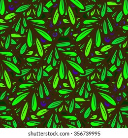 Abstract seamless vector background with blue berries and herbal elements.