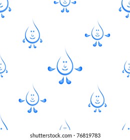 Abstract seamless vector background, blue cheerful drops of water