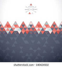 Abstract seamless vector background and border. Multicolored triangles and grid.