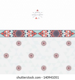 Abstract seamless vector background and border. Multicolored triangles and grid. Pattern resembles a patchwork.