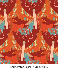 Abstract seamless vector background with fancy curved shapes in graffiti wall style. Cubism art design elements. Modern mystic natural spiritual idea. Futuristic geometry in hand drawing line.