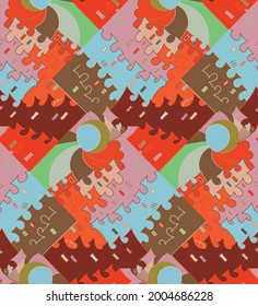 Abstract seamless vector background with fancy curved shapes in graffiti wall style. Cubism art design elements. Modern mystic natural spiritual idea. Futuristic geometry in hand drawing line.