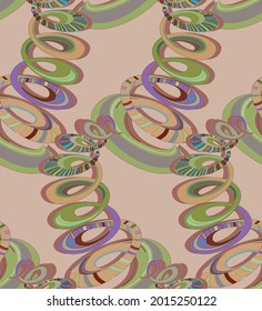 Abstract seamless vector background with fancy curved shapes in graffiti wall style. Cubism art design elements. Modern mystic natural spiritual idea. Futuristic geometry in hand drawing line.