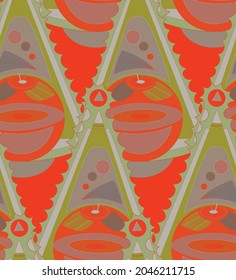 Abstract seamless vector background with fancy curved shapes in graffiti wall style. Cubism art design elements. Modern mystic natural spiritual idea. Futuristic geometry in hand drawing line.