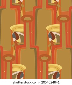 Abstract seamless vector background with fancy curved shapes in graffiti wall style. Cubism art design elements. Modern mystic natural spiritual idea. Futuristic geometry in hand drawing line.