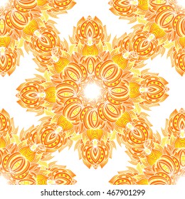 Abstract seamless vector background. Mandala doodle pattern. 
