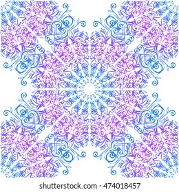 Abstract seamless vector background. Mandala doodle pattern with hand-drawn lacy motifs.
