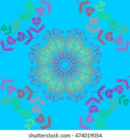 Abstract seamless vector background. Mandala doodle pattern with hand-drawn ethnic and floral motifs.