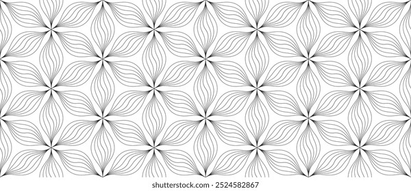 Abstrato vetor de fundo sem emenda. Padrão monocromático, geométrico, floral e sem emenda.