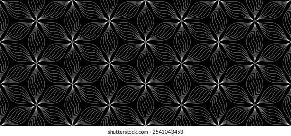 Abstract seamless vector background. Monochrome, geometric, floral, seamless pattern.