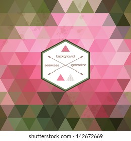 Abstract seamless vector background. Multicolored triangles and stains.