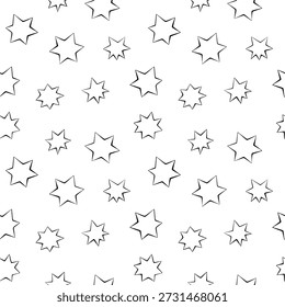 Abstractas fondo de Vector sin fisuras con estrellas de contorno. Diseño lineal simple adecuado para Fondo de pantalla, tela, papel de embalaje, papelería, embalaje y proyectos de impresión decorativa.