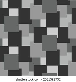 Abstract seamless vector background. Simple gray color palette pattern.  Rectangular shapes