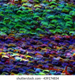 Abstract seamless vector background. The spots, freehand circles and lines. Green, yellow, purple, red.