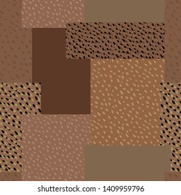 Abstract seamless vector background. Squares and speckled rectangles.