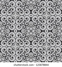 Abstract seamless vector background with swirls. Black, white and gray.