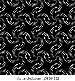 Abstract seamless vector black and white inverted pattern with stylized swastika.