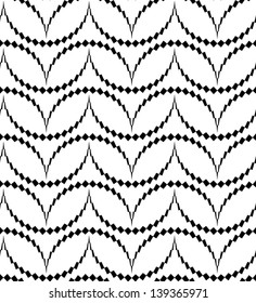Abstract seamless vector black and white pattern with thorny semicircles