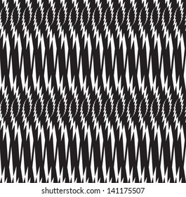 Abstract seamless vector black and white inverted thorny pattern with saw-like figures.  Easy to change the colors.