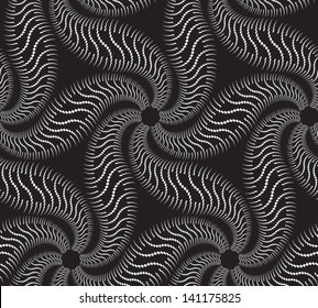 Abstract seamless vector black and white inverted pattern with caterpillar-like figures.  Easy to change the colors. 